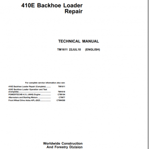 John Deere Backhoe Loader 410E Repair Technical ManualEN 1
