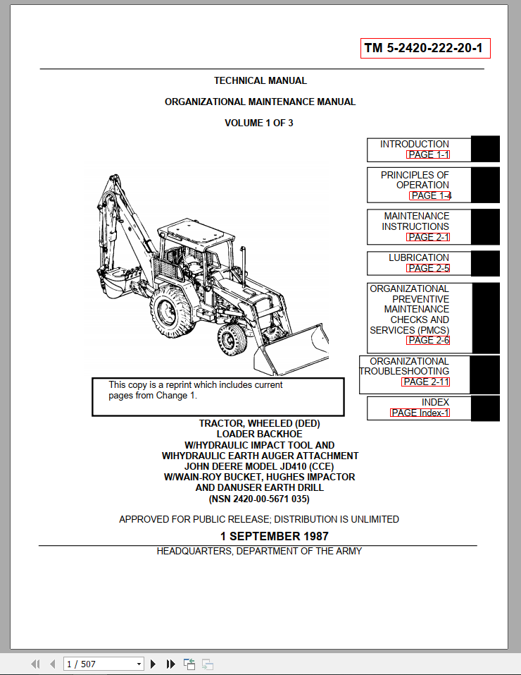 John Deere Backhoe Loader JD410 Maintenance ManualEN 1