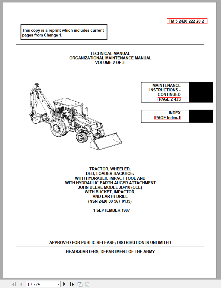John Deere Backhoe Loader JD410 Maintenance Technical ManualEN 1