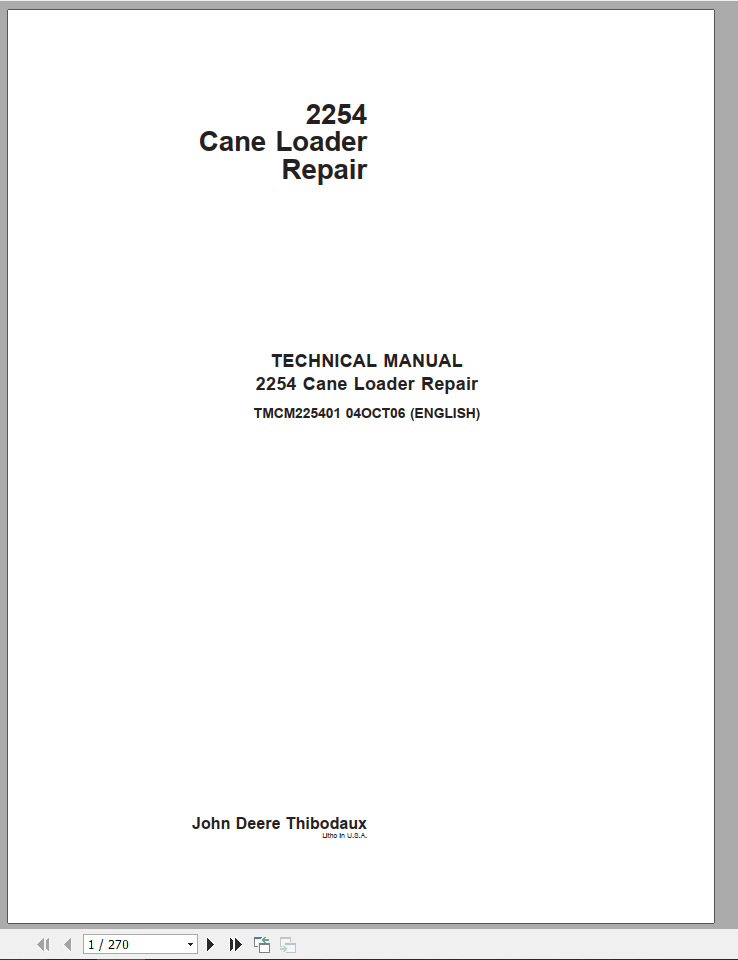 John Deere Cane Loader 2254 Repair Technical ManualEN 1UDsAY