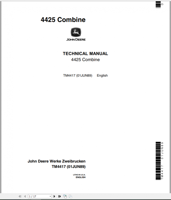 John Deere Combine 4425 Technical ManualEN 1