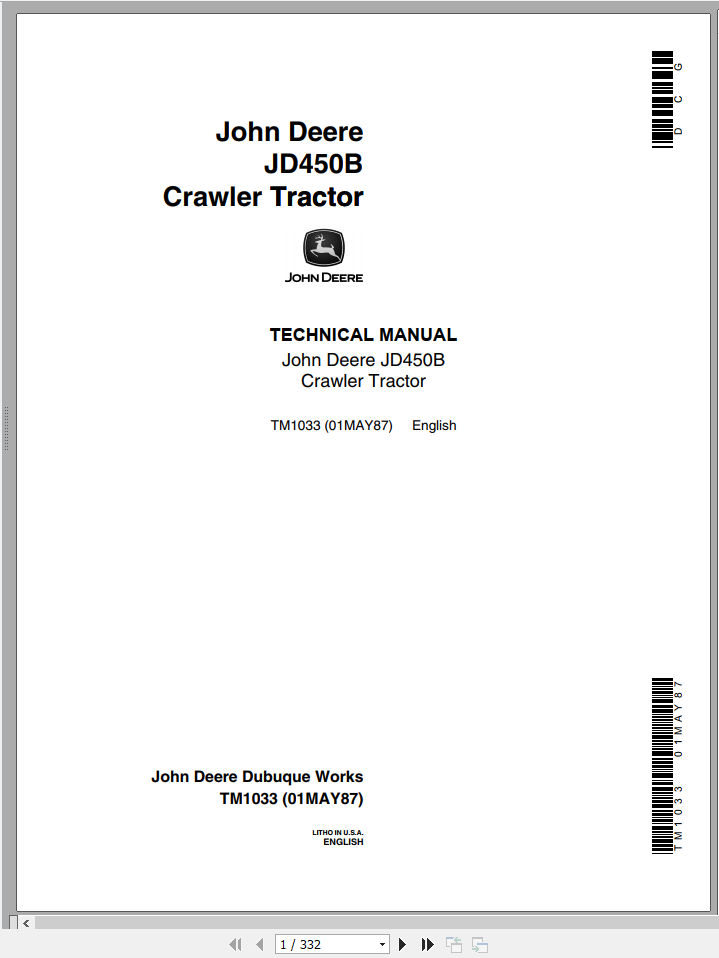 John Deere Crawler Tractor JD450B Technical Manual 1