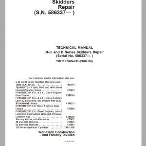 John Deere G III D Series Skidders Repair ManualEN 1