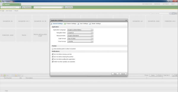 John Deere Hitachi Parts ADVISOR 10