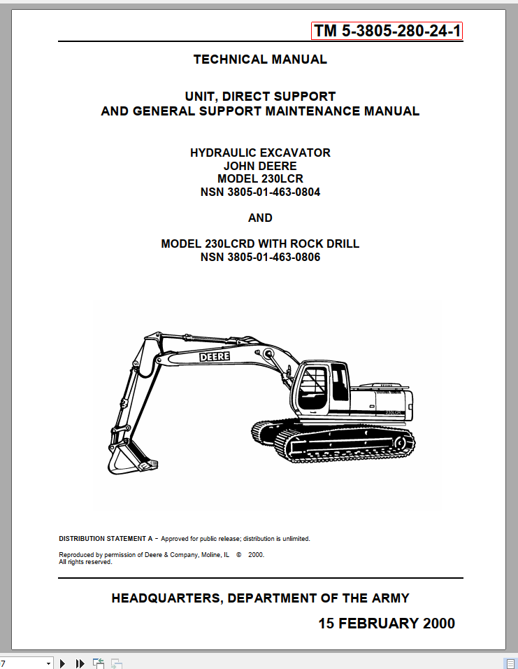 John Deere Hydraulic Excavator 230LCRD Technical ManualEN 1