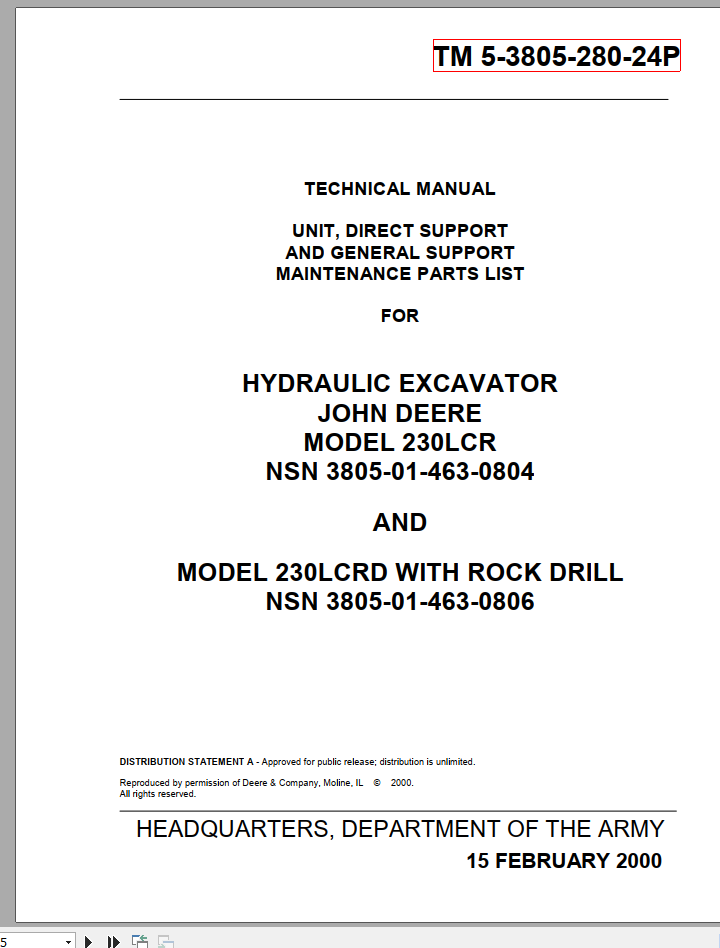 John Deere Hydraulic Excavator 230LCR Operators ManualEN 1