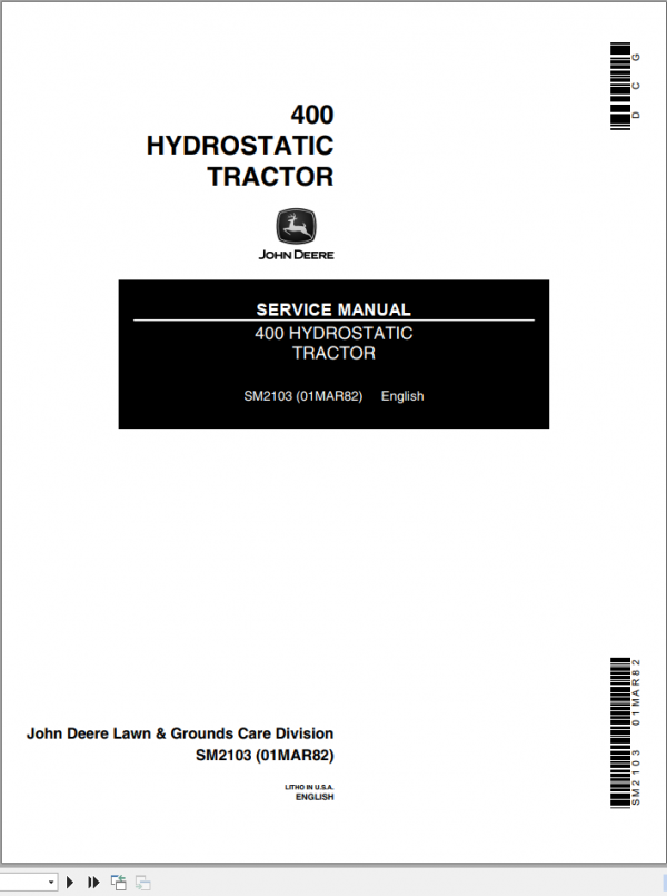 John Deere Hydrostatic Tractor 400 Service ManualEN 1