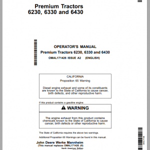 John Deere Premium Tractors 6230 6330 6430 Operators ManualEN 1