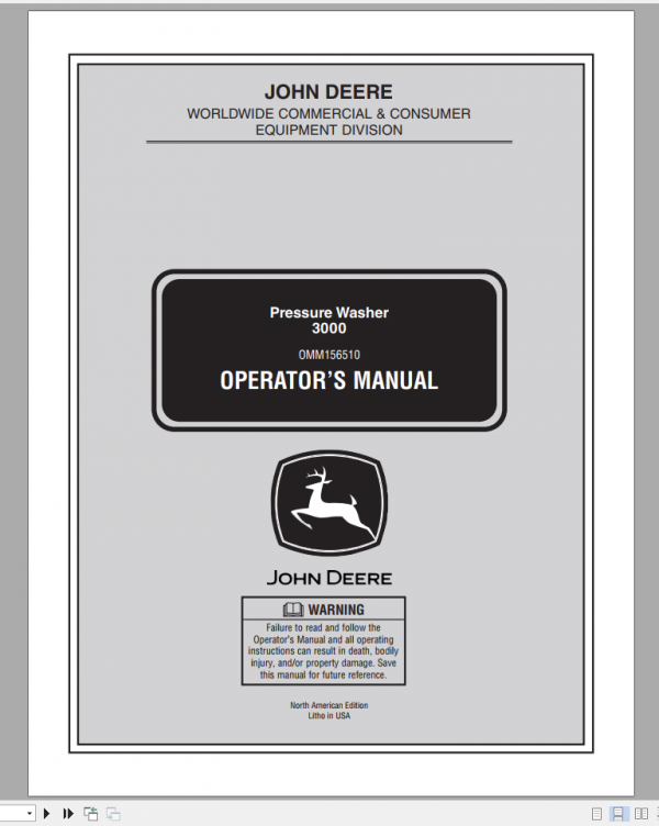 John Deere Pressure Whasher 3000 Operators ManualEN 1