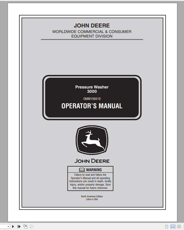 John Deere Pressure Whasher 3000 Operators ManualEN 1