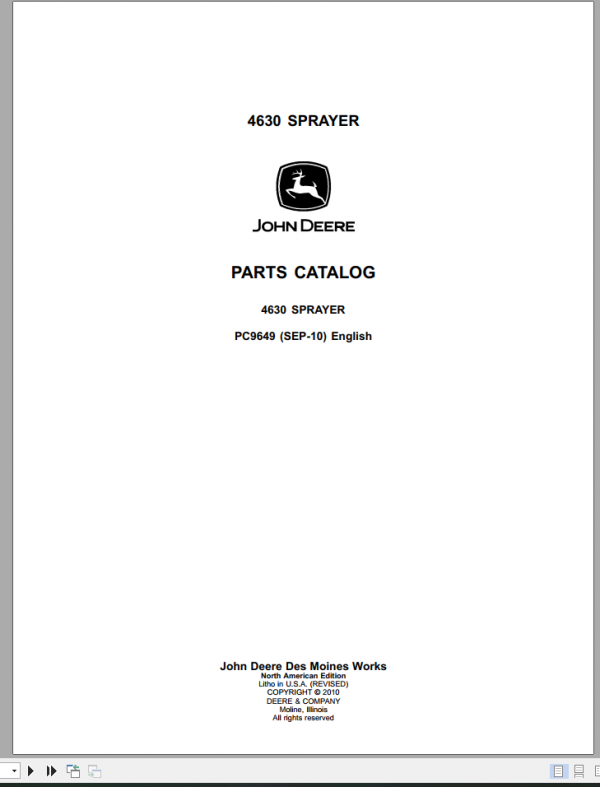 John Deere Sprayer 4630 Parts CatalogEN 1