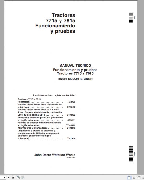 John Deere Tractores 7715 7815 Technical ManualES 1