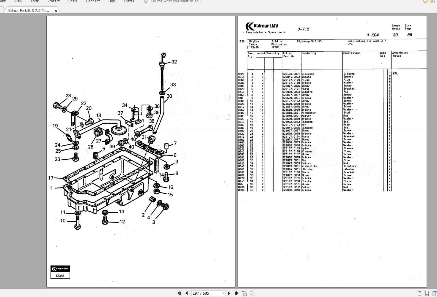 Kalmar Forklift 37.5 Parts Catalogue_9209360024