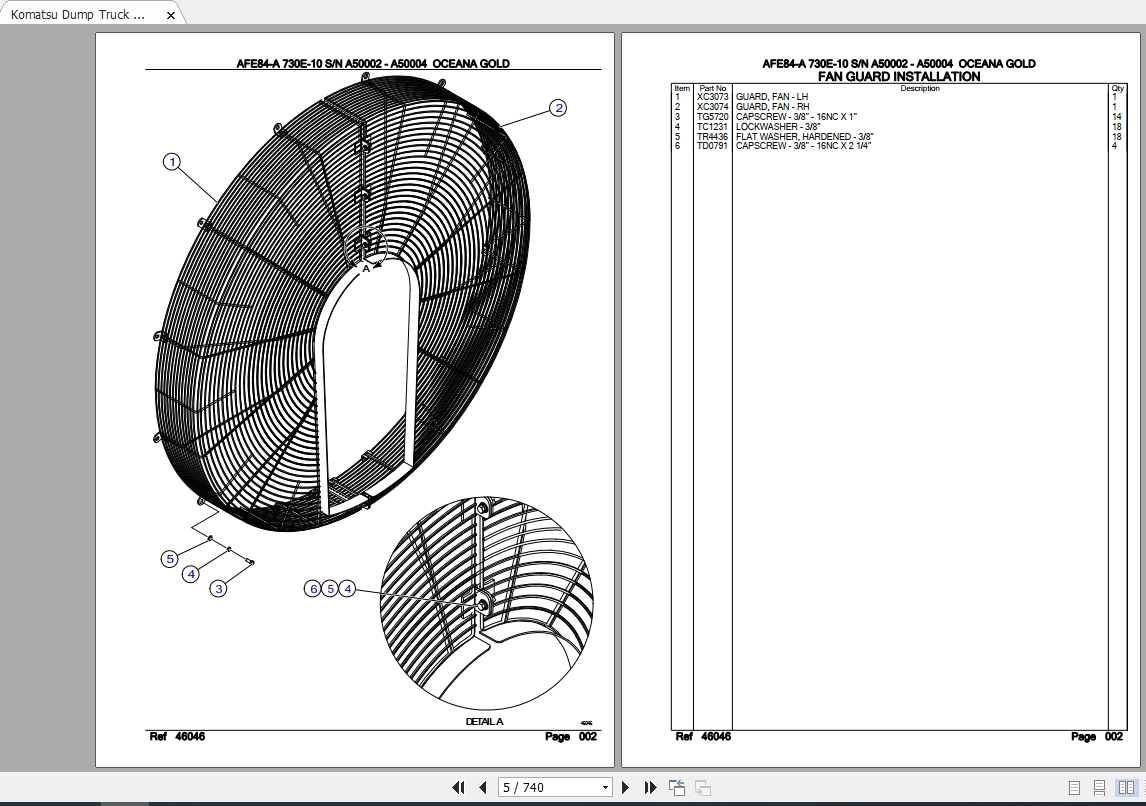 Komatsu Dump Truck 730E 10 Part Manual 2