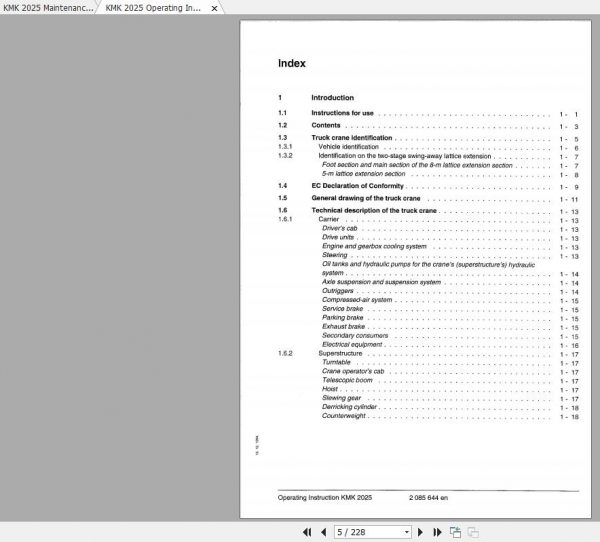 Krupp Crane KMK 2025 Operating Instructions Maintenance ManualEN 2