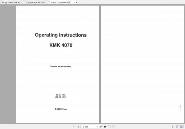 Krupp Crane KMK 4070 Operating InstructionsLifting Capacities 1