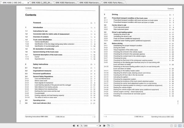Krupp Crane KMK 4080 Operating Instructions Maintenance Manual 2