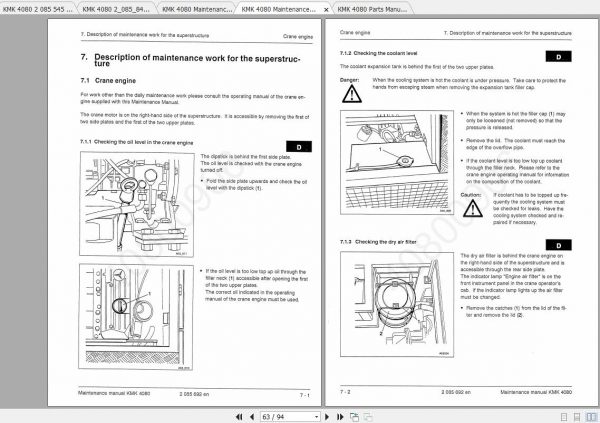 Krupp Crane KMK 4080 Operating Instructions Maintenance Manual 3