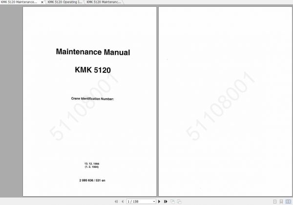 Krupp Crane KMK 5120 Operating Instructions Maintenance Manual 1