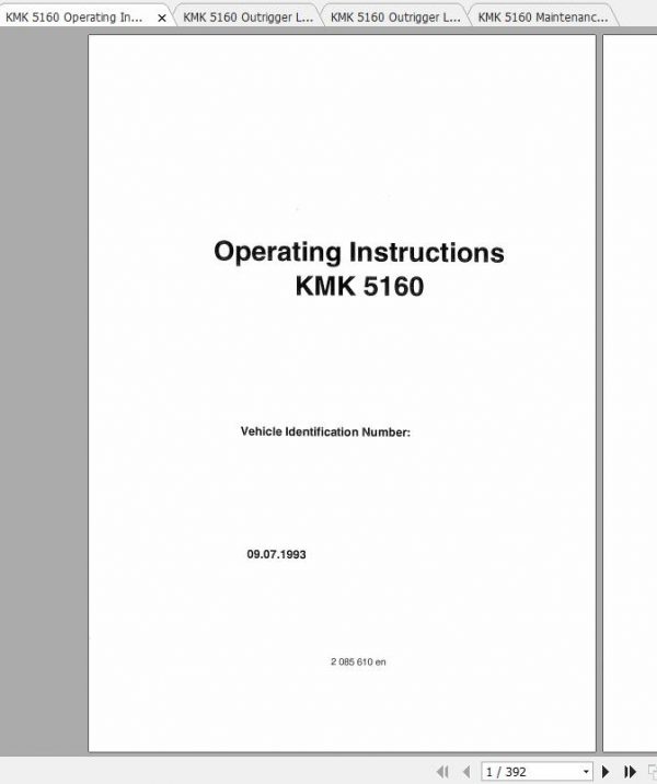 Krupp Crane KMK 5160 Operating Instructions Maintenance ManualEN 1