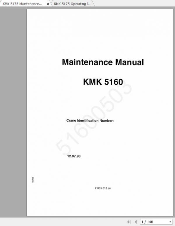 Krupp Crane KMK 5175 Operating Instructions Maintenance ManualEN 1