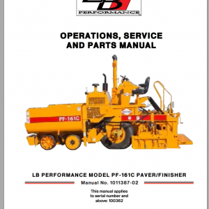LeeBoy Paver Finisher PF 161C 1011387 02 Operator Service Part ManualEN 1