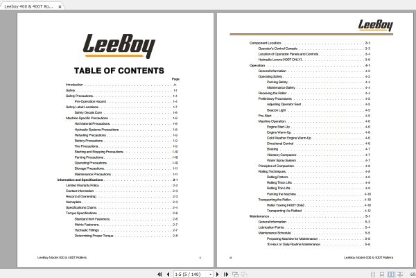 Leeboy 400 400T Roller Operations Service And Parts Manual 2