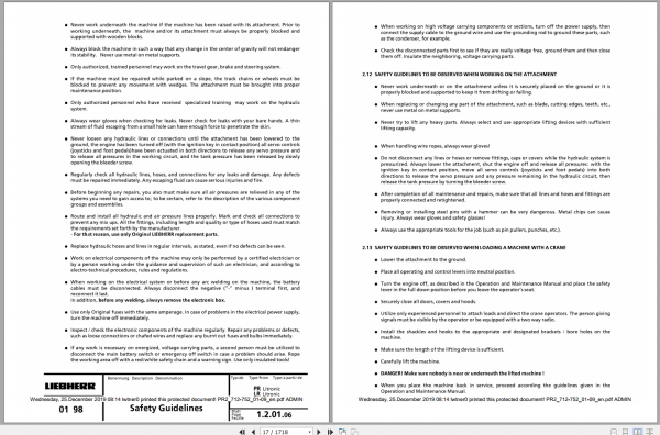 Liebherr Crawler Dozer PR2 712 752 Service Manual 2