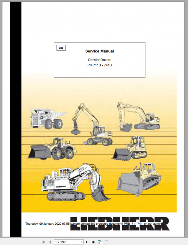 Liebherr Crawler Dozer PR 711B 741B Service Manual