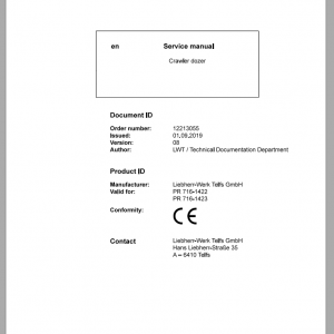 Liebherr Crawler Dozer PR 716 1422 1423 Service Manual
