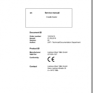 Liebherr Crawler Loader LR 626 Service Manual