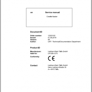 Liebherr Crawler Loader LR 636 1275 Service Manual