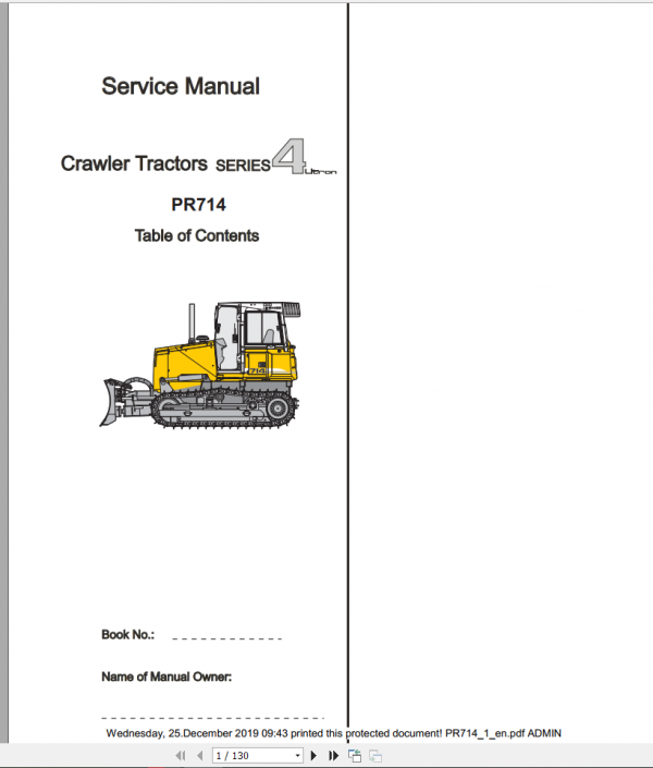Liebherr Crawler Tractor PR 714 Service Manual