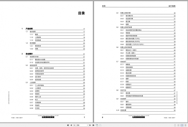 Liebherr Hydraulic Excavator R920 G50 Operator ManualsZH 2