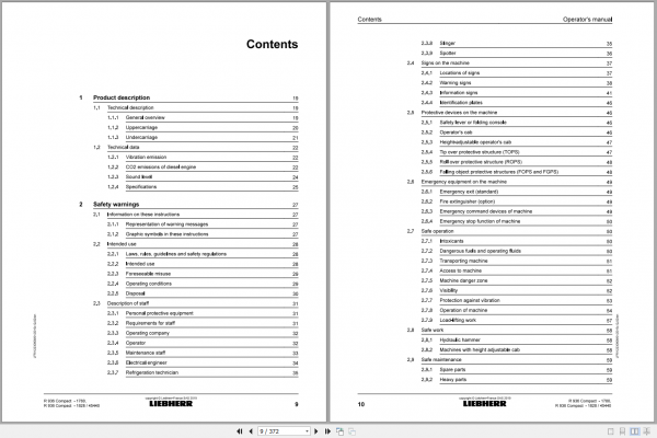 Liebherr Hydraulic Excavator R936 Compact Operator Manuals 2