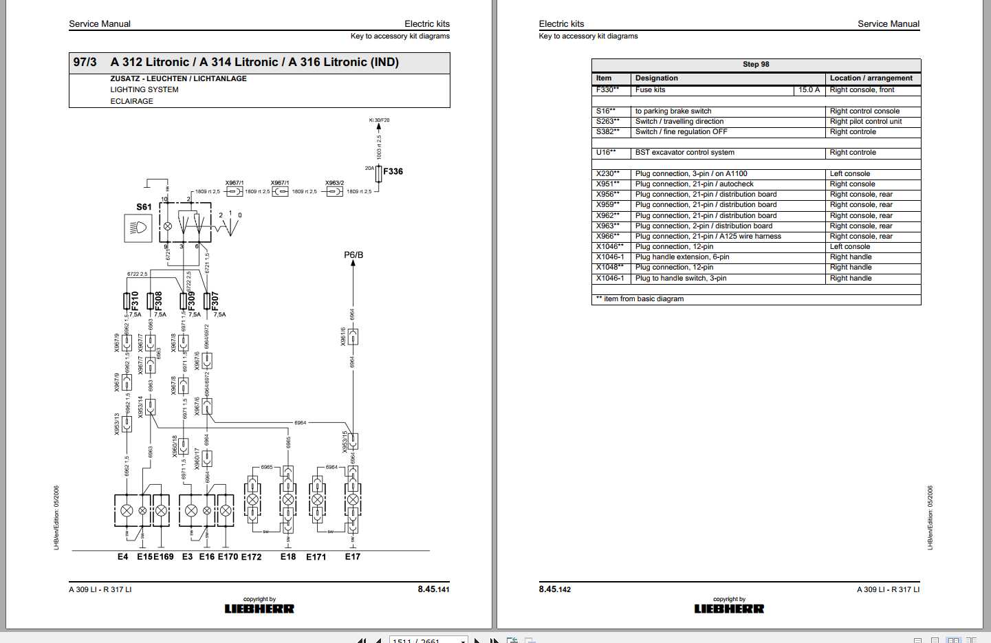 Liebherr Hydraulic Excavators A309LI R317 Litronic Service Manuals 4