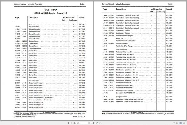 Liebherr Hydraulic Excavators A934LI A954B HD LI Service Manuals 2