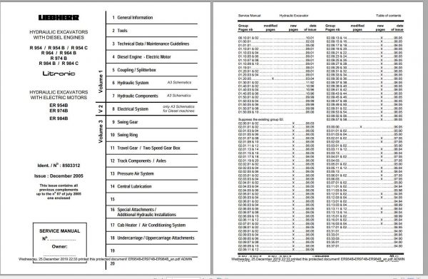 Liebherr Hydraulic Excavators ER954B ER974B ER984B Litronic Service Manuals 2