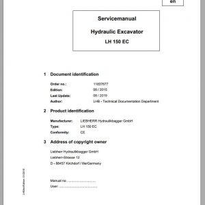Liebherr Hydraulic Excavators LH150EC Service Manuals 1