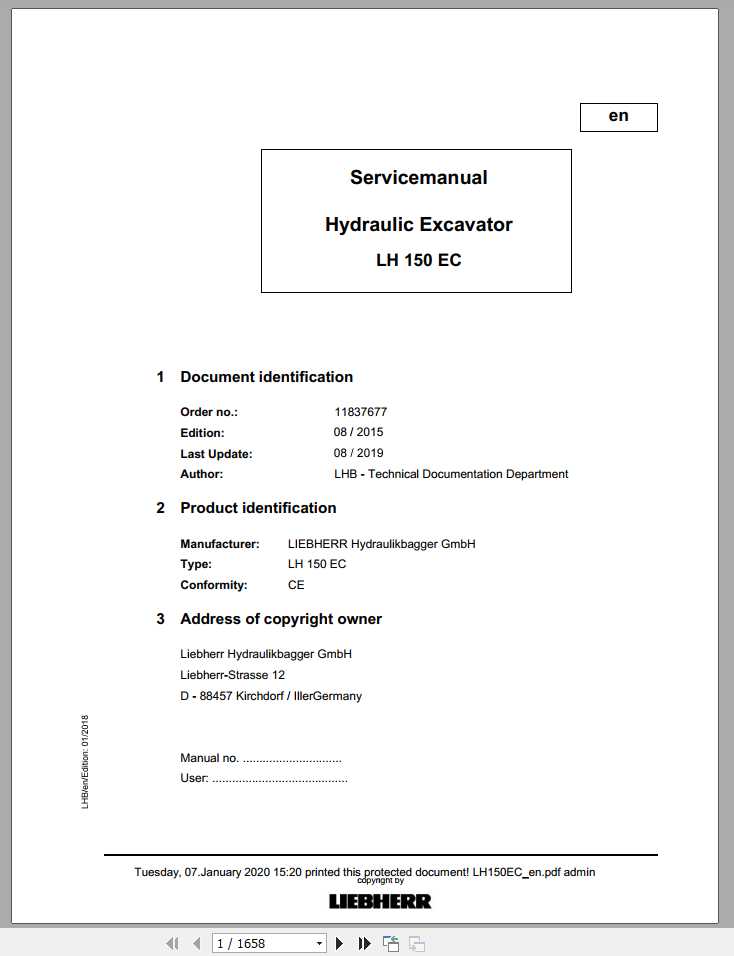 Liebherr Hydraulic Excavators LH150EC Service Manuals 1