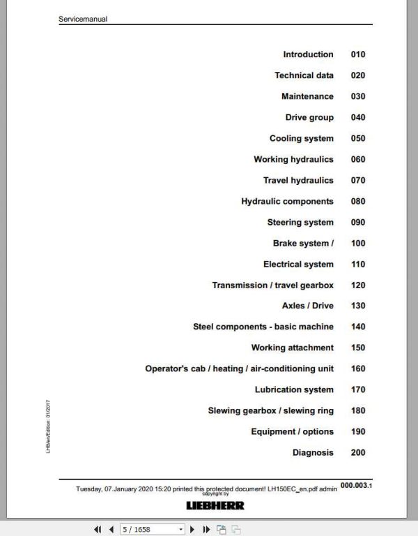 Liebherr Hydraulic Excavators LH150EC Service Manuals 2