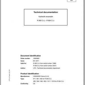 Liebherr Hydraulic Excavators R900C R904C LI Service Manuals