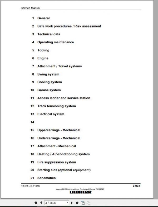 Liebherr Hydraulic Excavators R9100 1132 1652 Service Manual 2