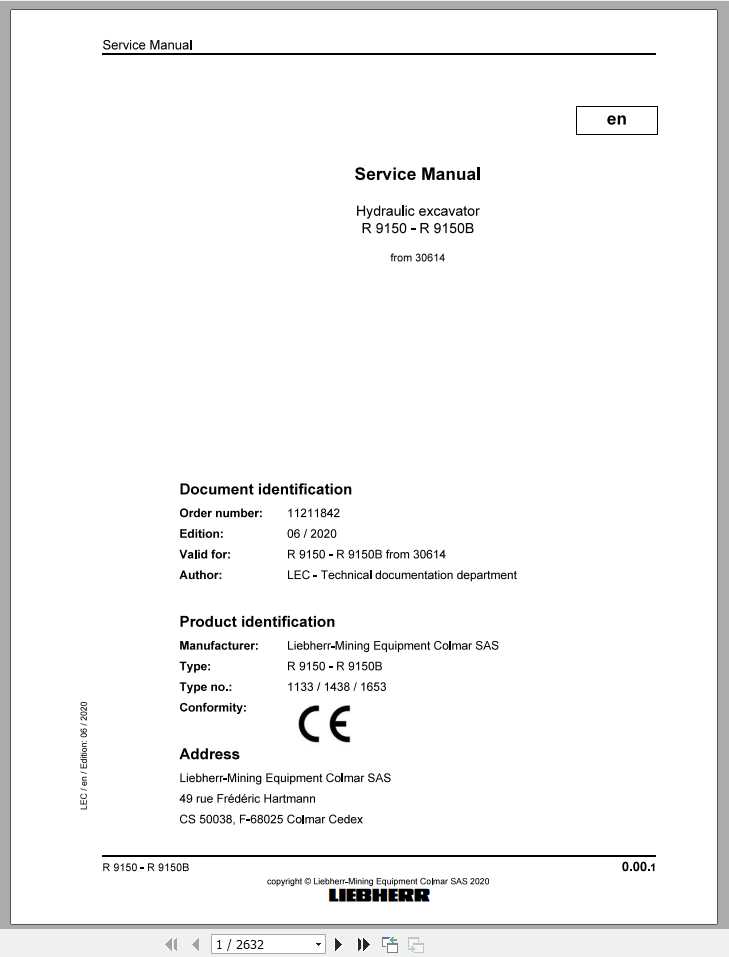 Liebherr Hydraulic Excavators R9150 30614 Service Manual