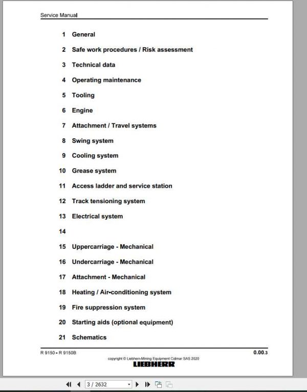 Liebherr Hydraulic Excavators R9150 30614 Service Manual 2
