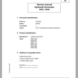 Liebherr Hydraulic Excavators R922 R945 Service Manual 1