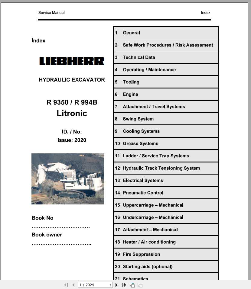 Liebherr Hydraulic Excavators R994B R9350 Litronic Service Manual