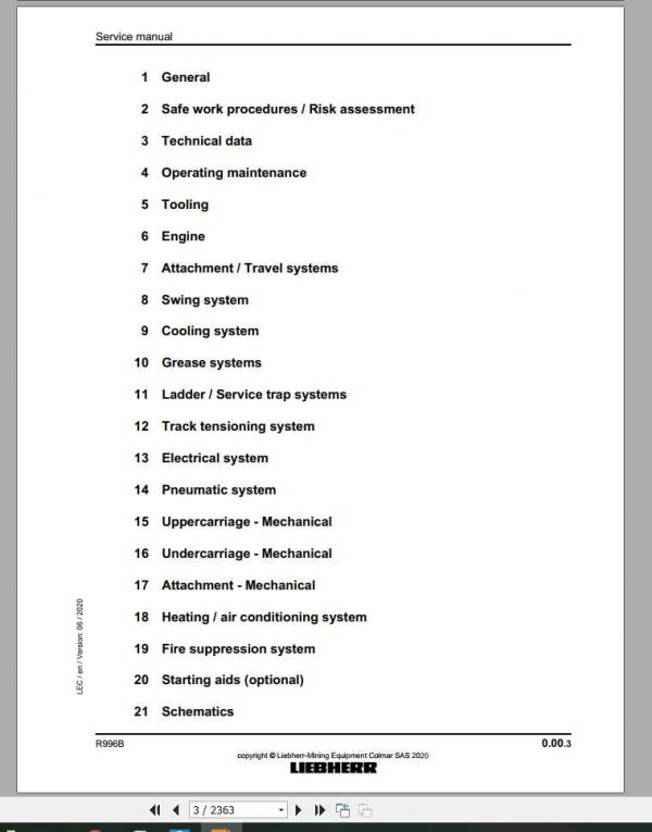 Liebherr Hydraulic Excavators R996B 26049 Service Manual 2