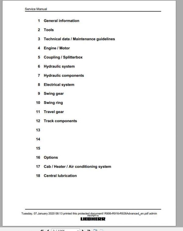 Liebherr Hydraulic Excavators R 906 R916 R 926 Advanced Service Manual 2