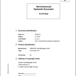Liebherr Hydraulic Excavators R 914 Rail Service Manual